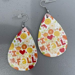 Fall faux leather earrings. (I Love Fall)